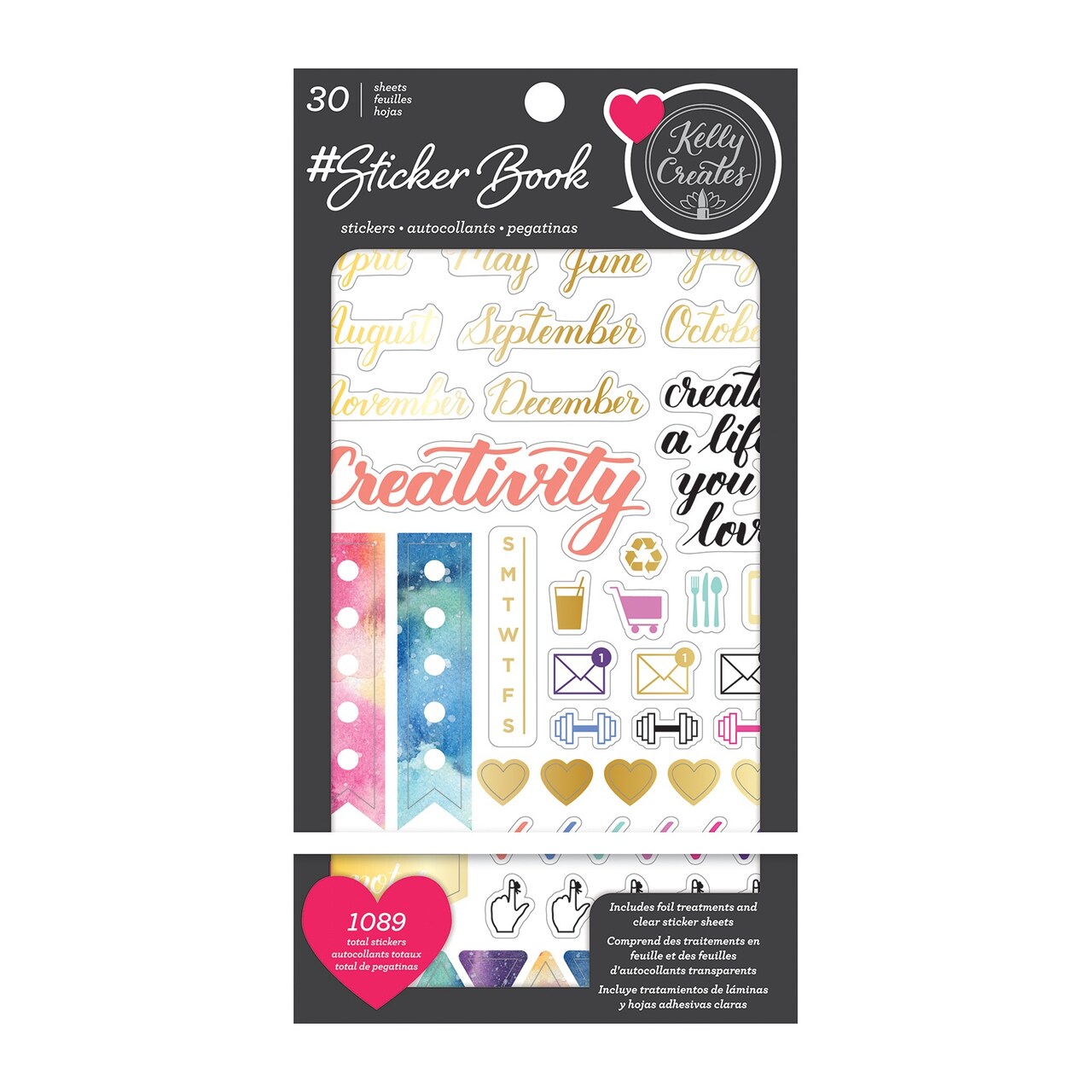 American Crafts Sticker Book 4.75"X8"-Kelly Creates W/Gold Foil, 1089/Pkg